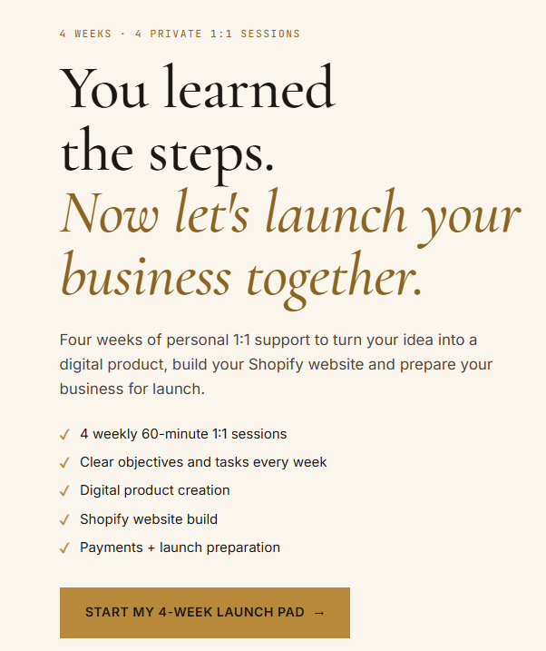 Launch Pad — 4-Week 1:1 Business Launch Programme